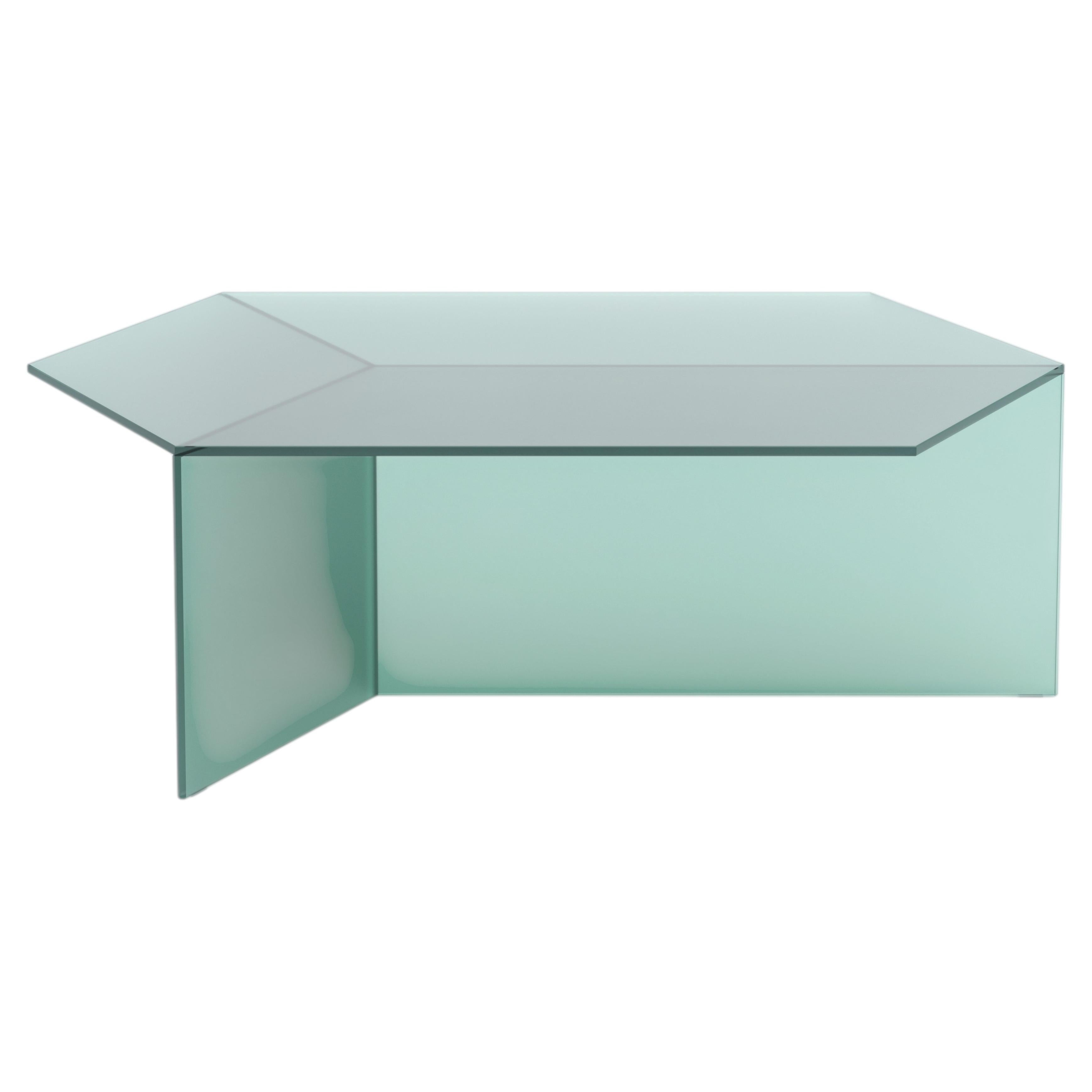 ISOM OBLONG 105 cm, grünes Satin-Glas, moderner Designer-Couchtisch im Angebot