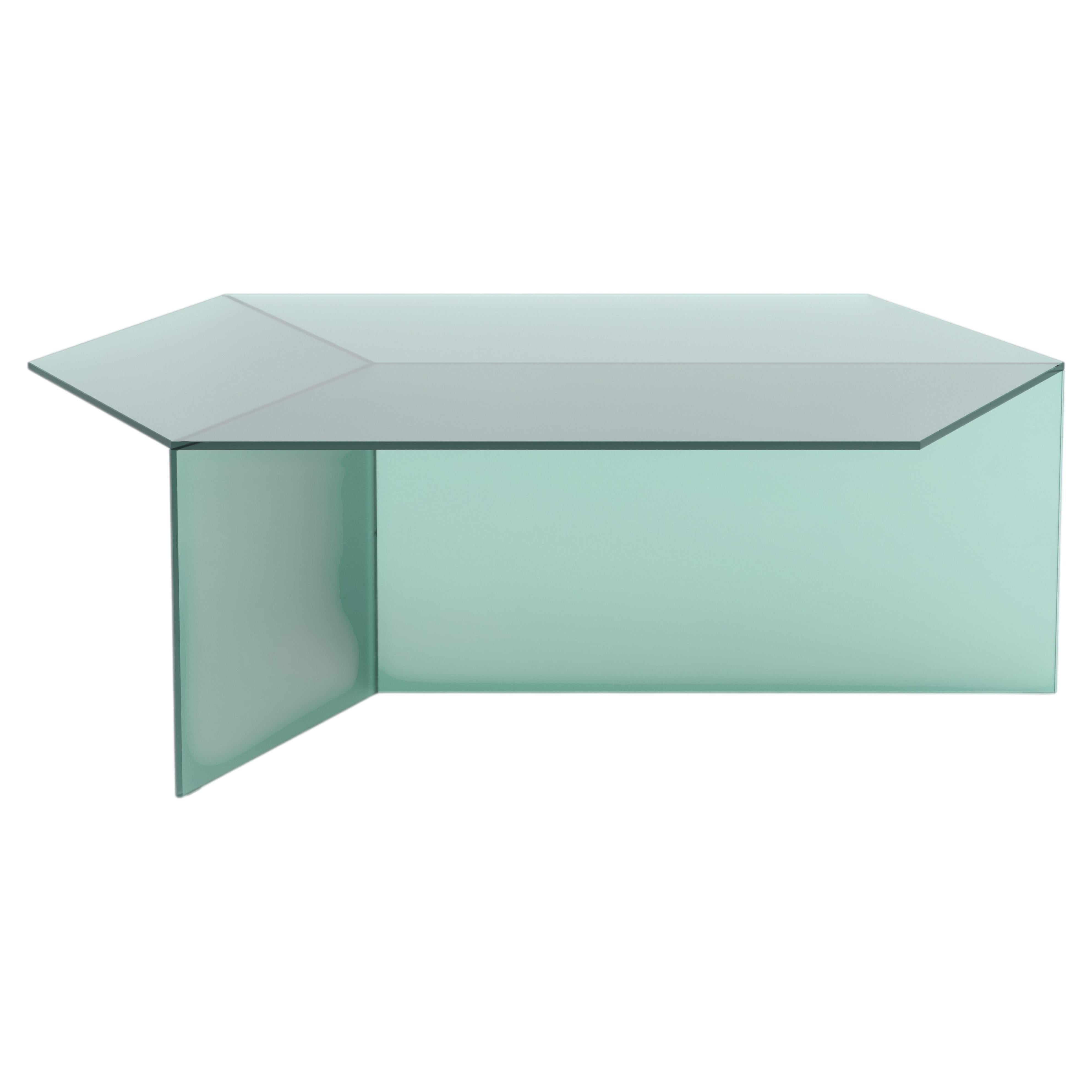 ISOM OBLONG 120cm Green Satin Glass, Contemporary Designer Coffee Table