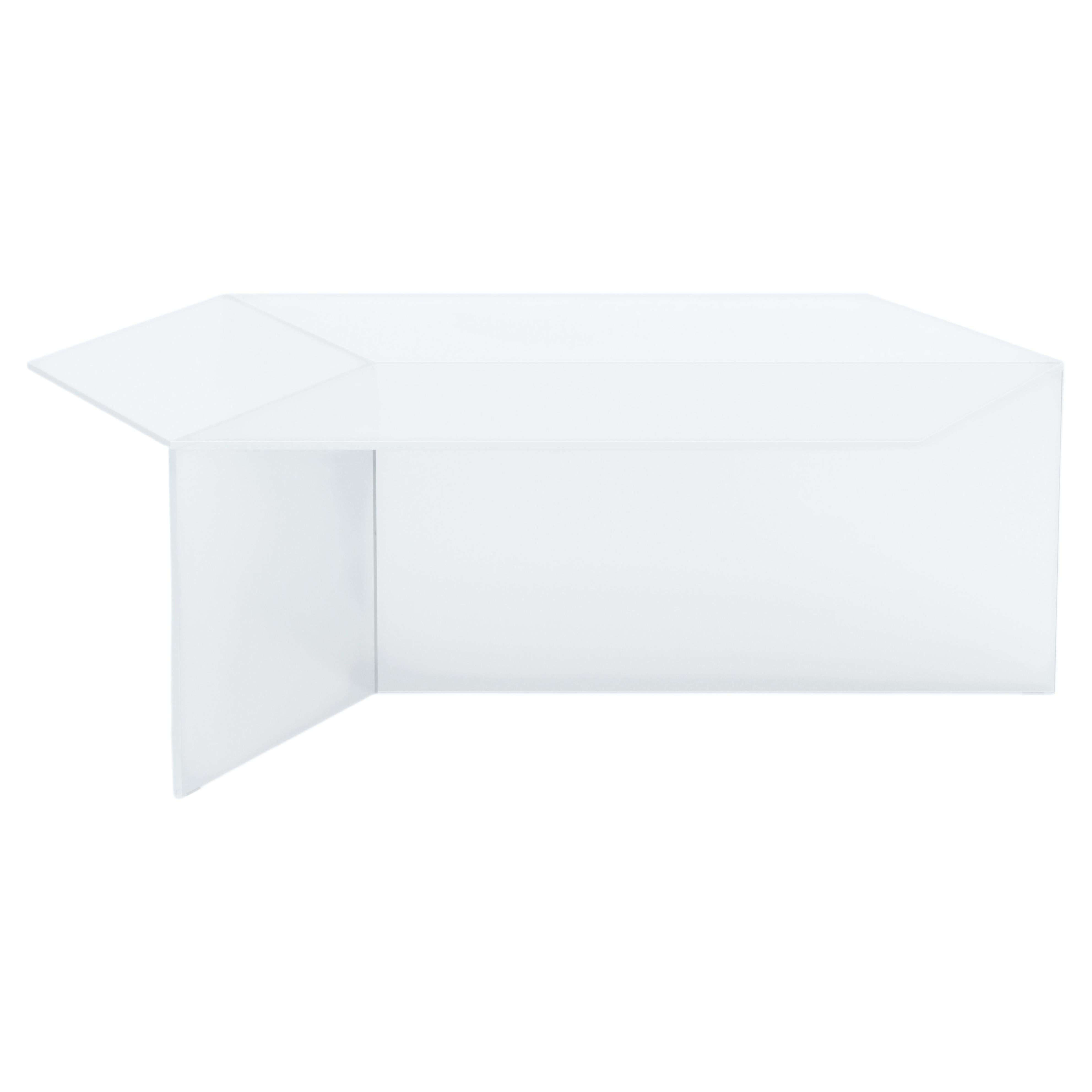 ISOM OBLONG 120cm White Satin Glass, Contemporary Designer Coffee Table