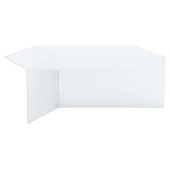 ISOM OBLONG 120cm White Satin Glass, Contemporary Designer Coffee Table