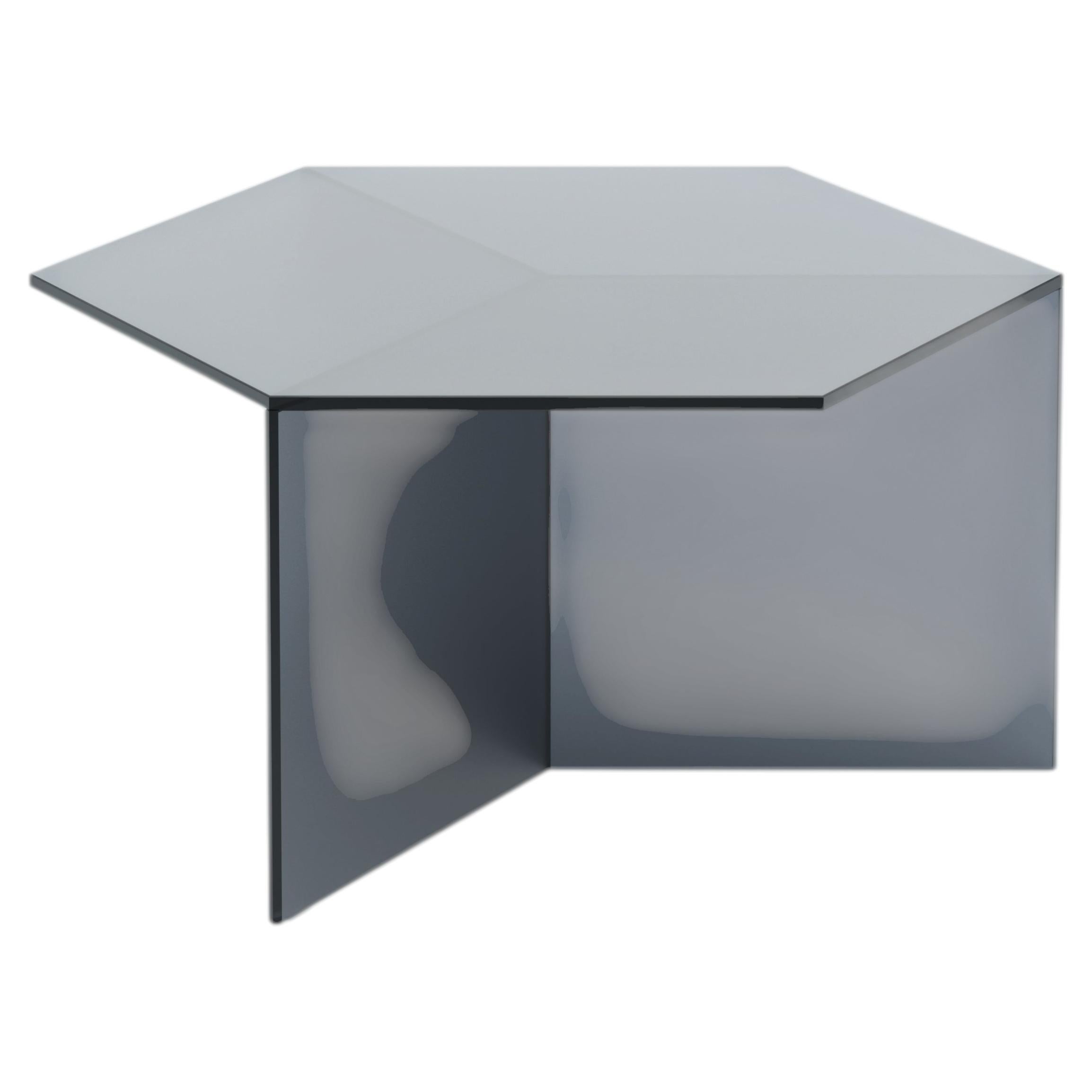 ISOM SQUARE 70cm Black Satin Glass, Contemporary Designer Side Table For Sale