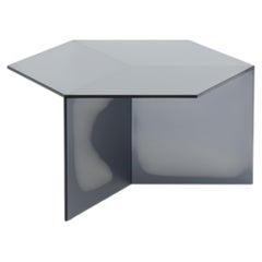 ISOM SQUARE 70cm Black Satin Glass, Contemporary Designer Side Table
