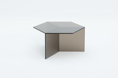 ISOM SQUARE 70cm Bronze Satin Glass, Contemporary Designer Side Table