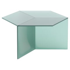 ISOM SQUARE 70cm Green Satin Glass, Contemporary Designer Side Table