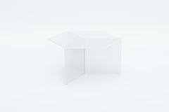 ISOM SQUARE 70cm White Satin Glass, Contemporary Designer Side Table