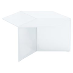 ISOM SQUARE 70cm White Satin Glass, Contemporary Designer Side Table