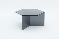 ISOM SQUARE 80cm Black Satin Glass, Contemporary Designer Side Table