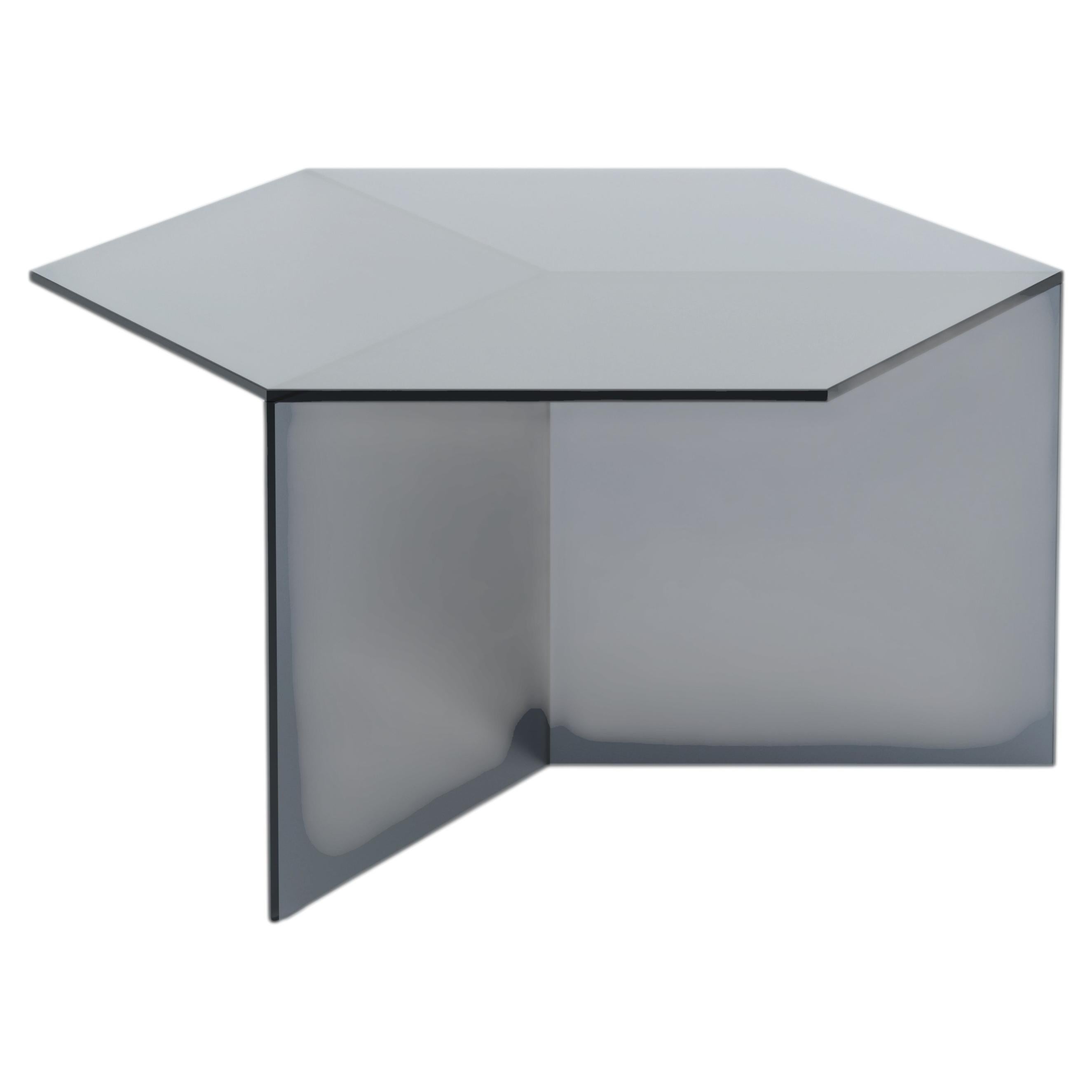 ISOM SQUARE 80cm Black Satin Glass, Contemporary Designer Side Table For Sale