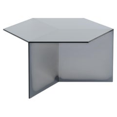 ISOM SQUARE 80 cm, verre satiné noir, table d'appoint design contemporain
