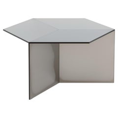 ISOM SQUARE, 80 cm, cristal satinado color bronce, mesita auxiliar de diseño contemporáneo