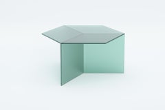 ISOM SQUARE 80cm Green Satin Glass, Contemporary Designer Side Table