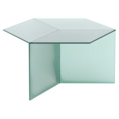 ISOM SQUARE 80cm Green Satin Glass, Contemporary Designer Side Table