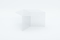 ISOM SQUARE 80cm White Satin Glass, Contemporary Designer Side Table