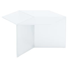 ISOM SQUARE 80cm White Satin Glass, Contemporary Designer Side Table