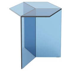 Isom Tall 45 cm Side Table Clear Glass Blue Sebastian Scherer Neo/Craft