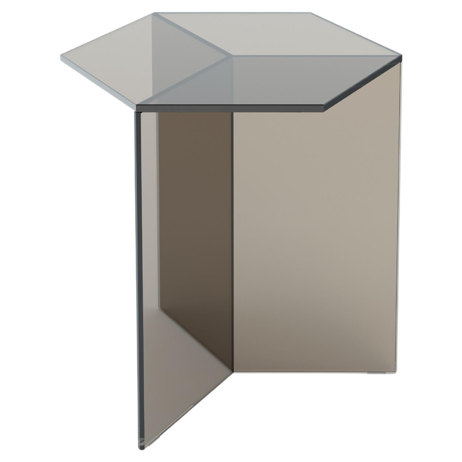 Isom Tall 45 cm Side Table Clear Glass Bronze, Sebastian Scherer Neo/Craft For Sale