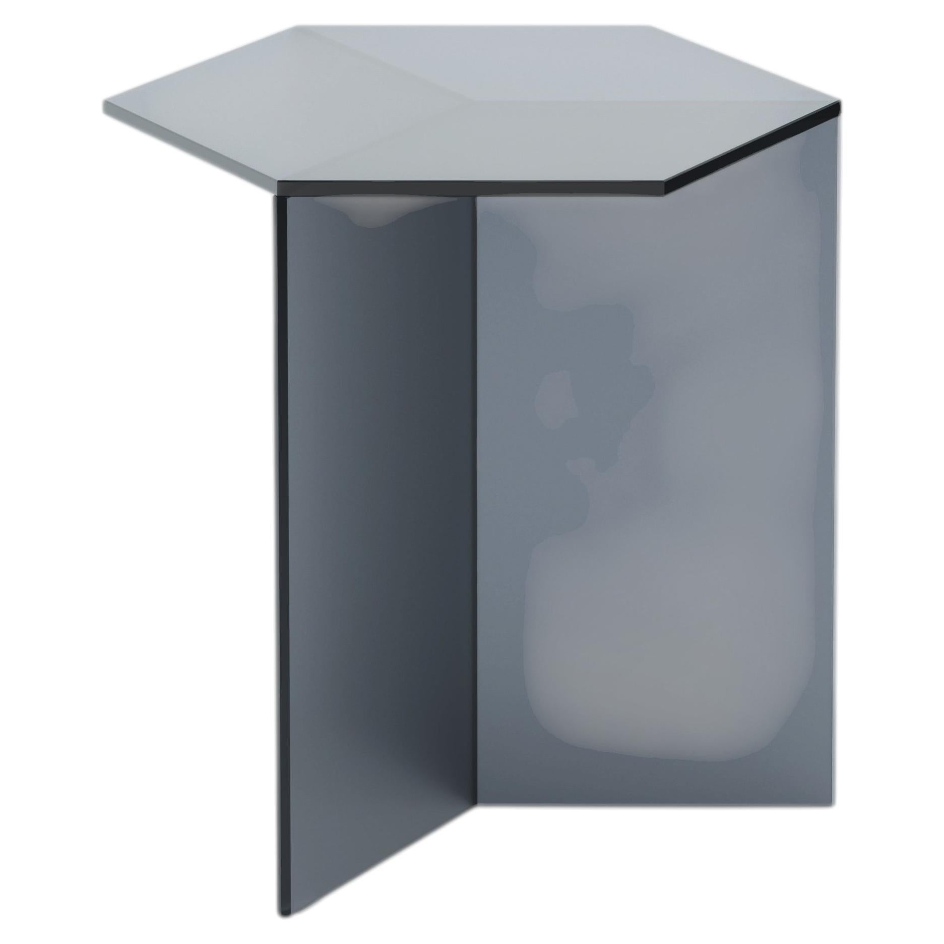 ISOM TALL 45 cm, schwarzes Satin-Glas, moderner Designer-Beistelltisch im Angebot
