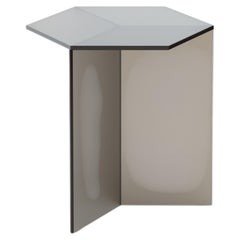 ISOM TALL 45 CM, cristal satinado color bronce, mesita auxiliar de diseño contemporáneo