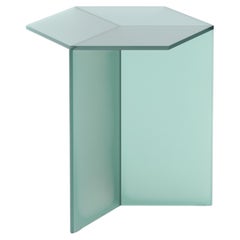 ISOM TALL 45 CM, cristal satinado verde, mesita auxiliar de diseño contemporáneo