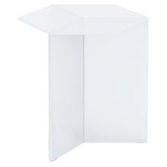 ISOM TALL 45 CM, cristal satinado blanco, mesita auxiliar de diseño contemporáneo
