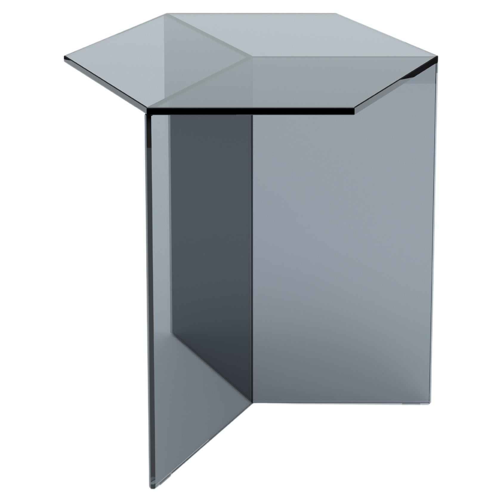 Isom Tall 50 cm Side Table Clear Glass Black, Sebastian Scherer for Neo/Craft For Sale