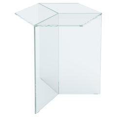 Table d'appoint Isom de 50 cm en verre transparent blanc, Sebastian Scherer pour Neo/Craft