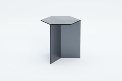 ISOM TALL 50cm Black Satin Glass, Contemporary Designer Side Table