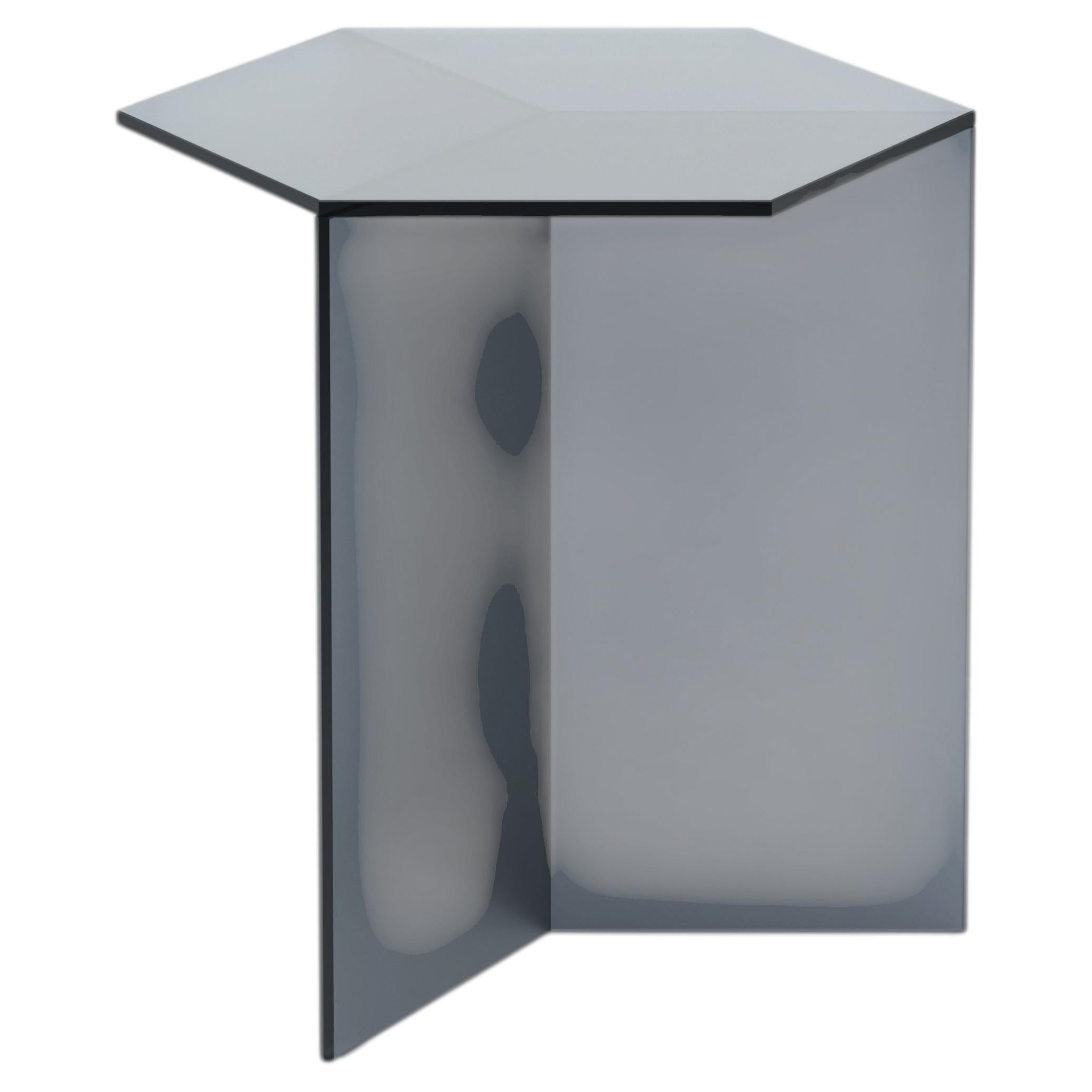 ISOM TALL 50cm Black Satin Glass, Contemporary Designer Side Table For Sale