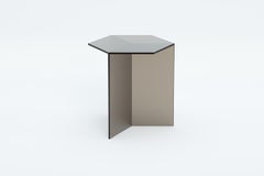 ISOM TALL 50cm Bronze Satin Glass, Contemporary Designer Side Table