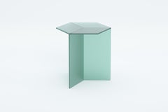ISOM TALL 50cm Green Satin Glass, Contemporary Designer Side Table