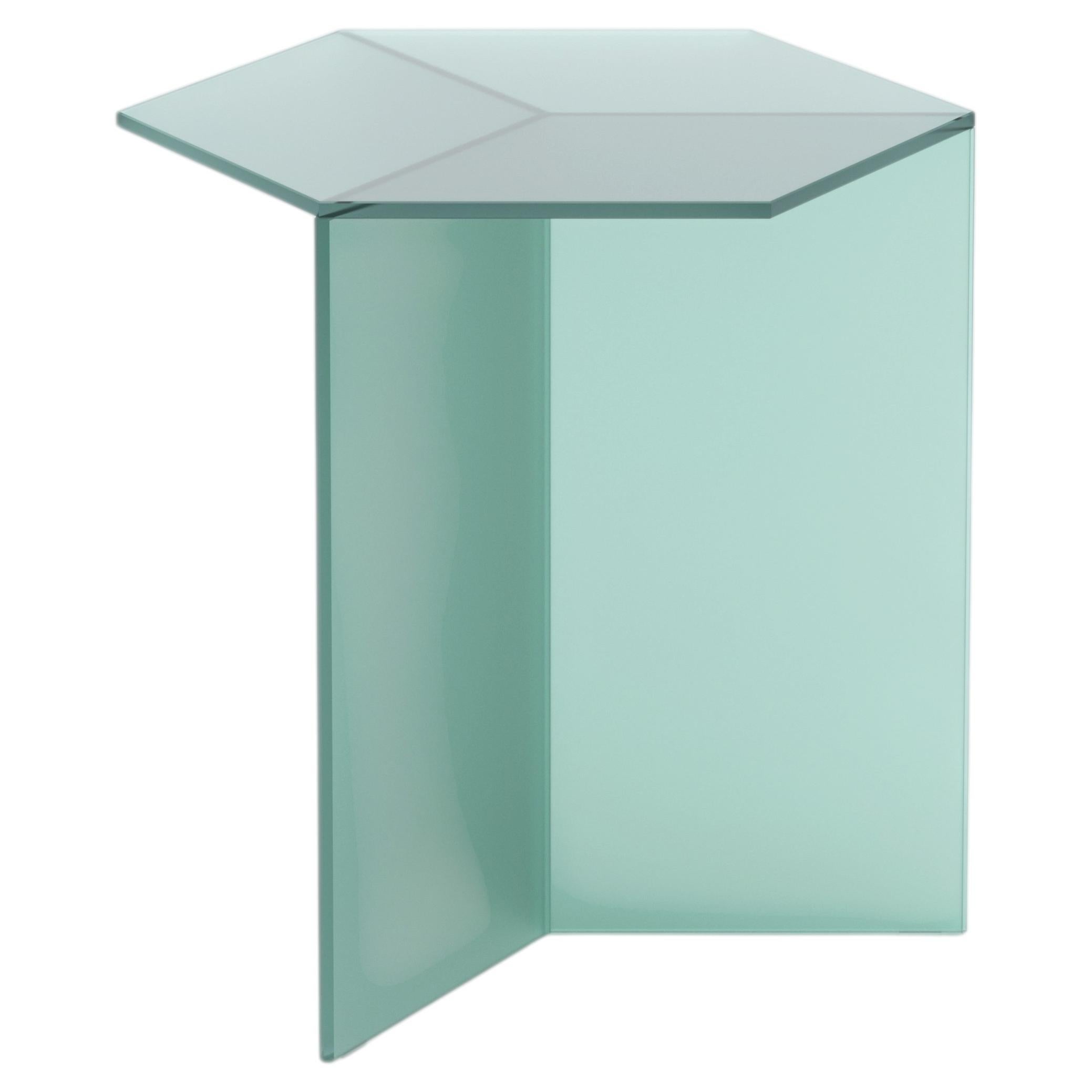 ISOM TALL 50cm Green Satin Glass, Contemporary Designer Side Table