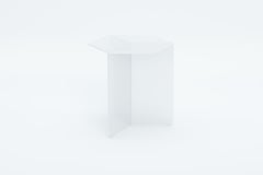 ISOM TALL 50cm White Satin Glass, Contemporary Designer Side Table