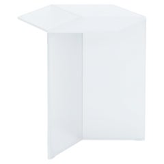 ISOM TALL 50cm White Satin Glass, Contemporary Designer Side Table