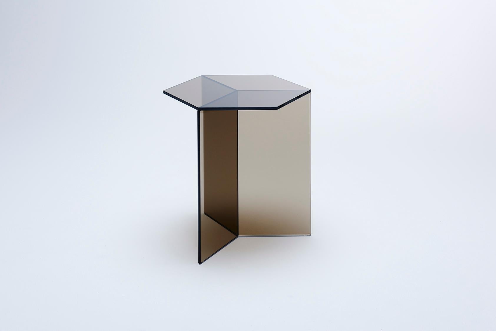 Other Isom Tall Bronze Side Table in Tempered Glass For Sale