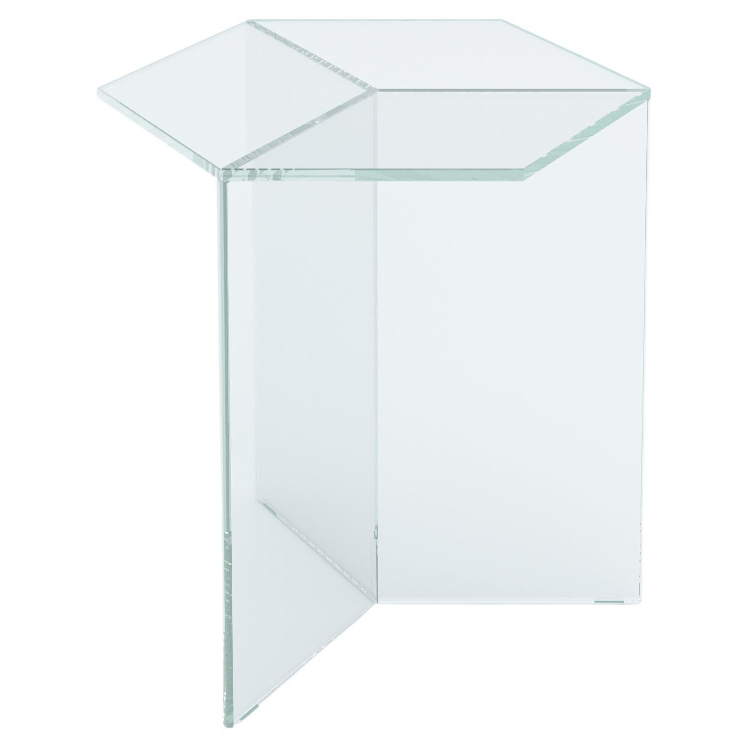 Isom Tall 45 cm Side Table Clear Glass White, Sebastian Scherer Neo/Craft For Sale