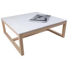 Table basse isométrique en béton et bois