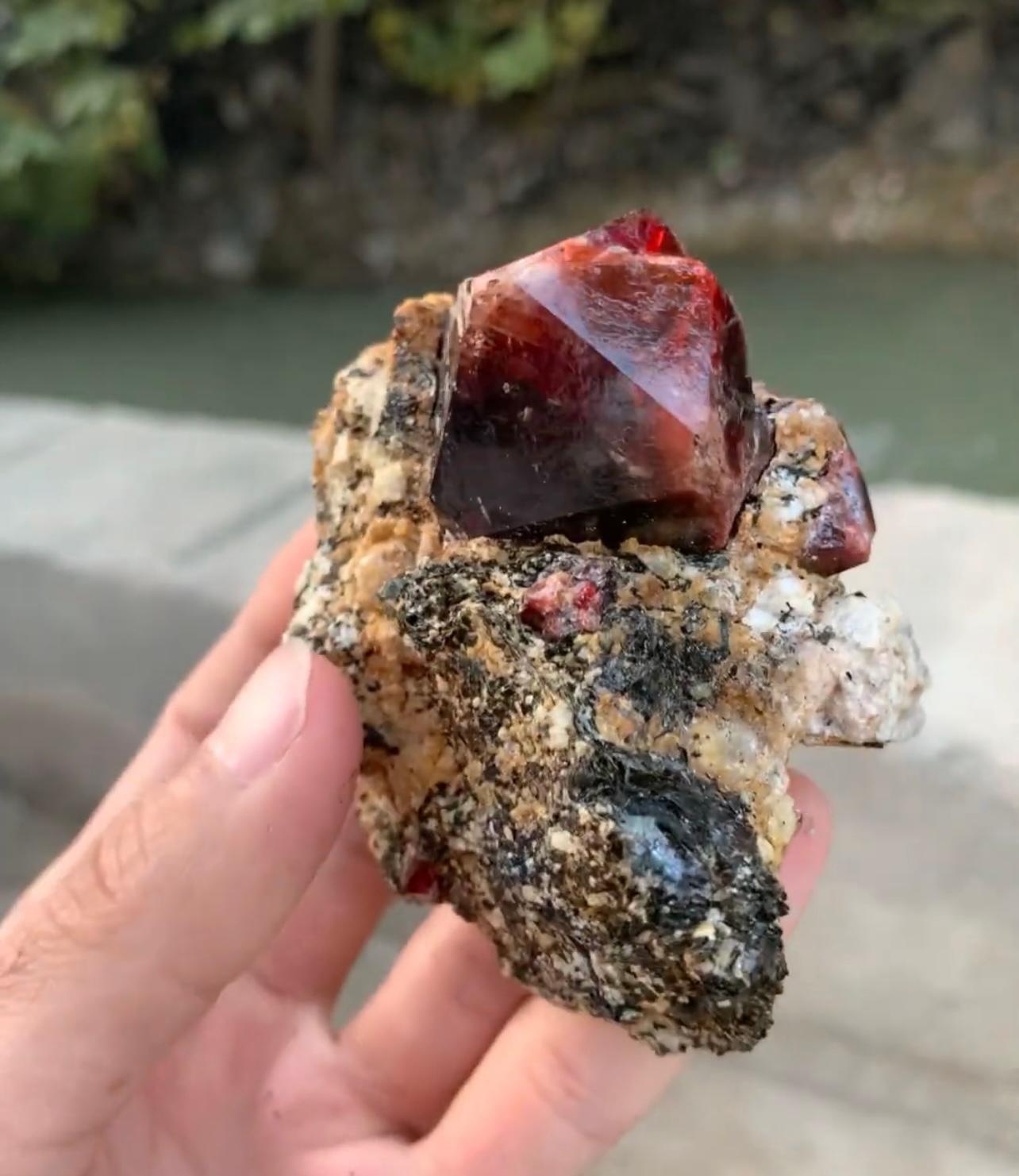 Product Information:

Specimen Name: Zircon crystal on Graphite and Calcite matrix

Weight: 265 grams

Dimensions: H: 8 x W: 8.4 x D: 4 cm

Treatment: None

Locality: Astore Valley, Skardu District, Gilgit Baltistan, Pakistan

Description:

Zircon