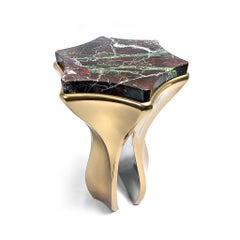 Isomorphic Star Table - Polished Bronze on Stainless Steel, Marble Top