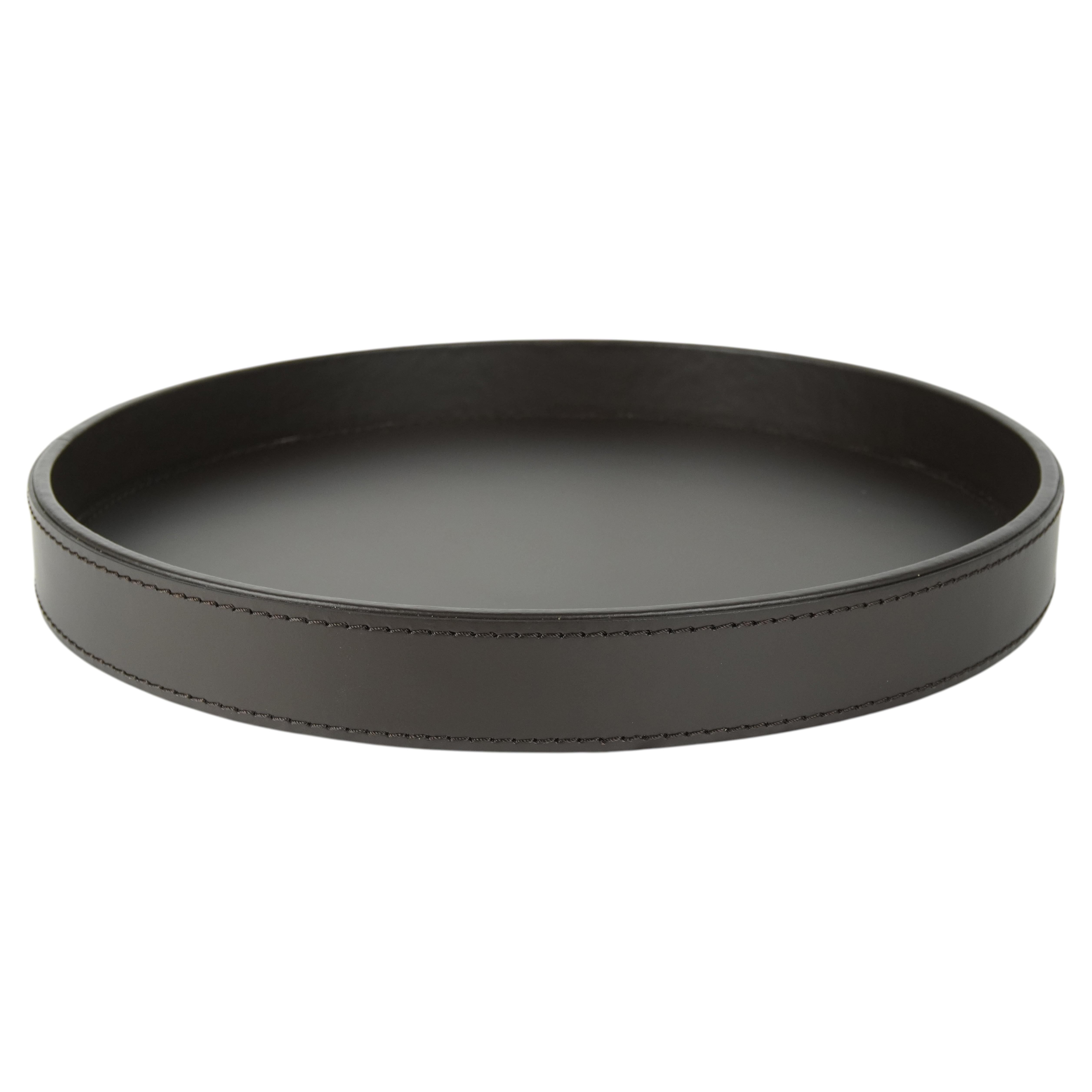 Round Leather Tray by Limac Design, Diameter 35 cm, Modern Italian Style