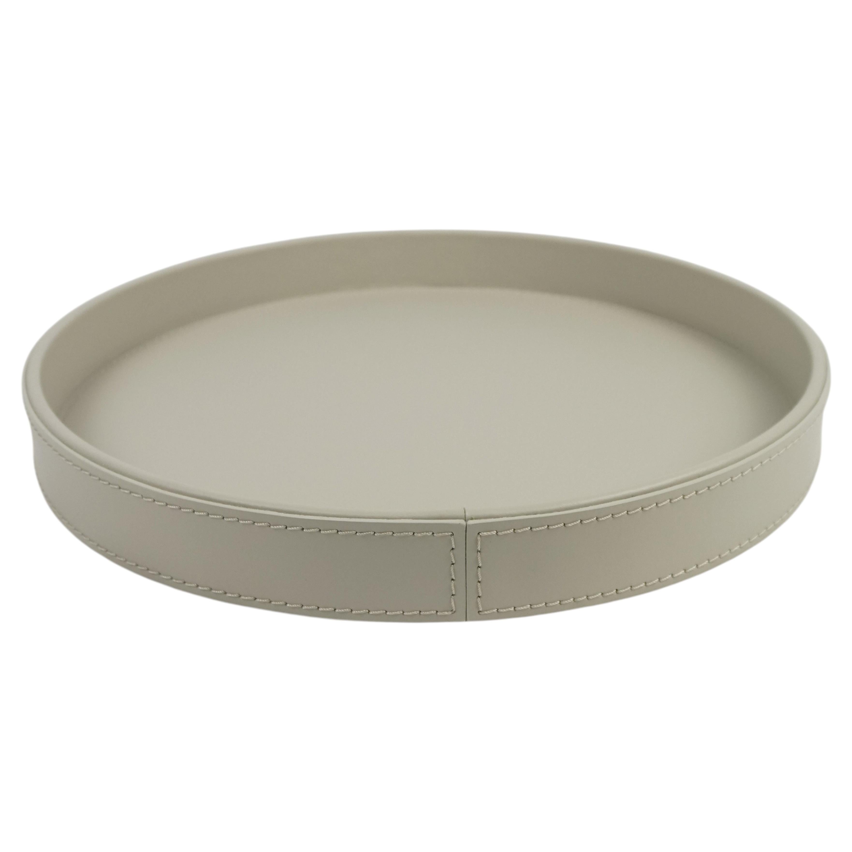 Round Leather Tray by Limac Design, Diameter 45 cm, Modern Italian Style For Sale