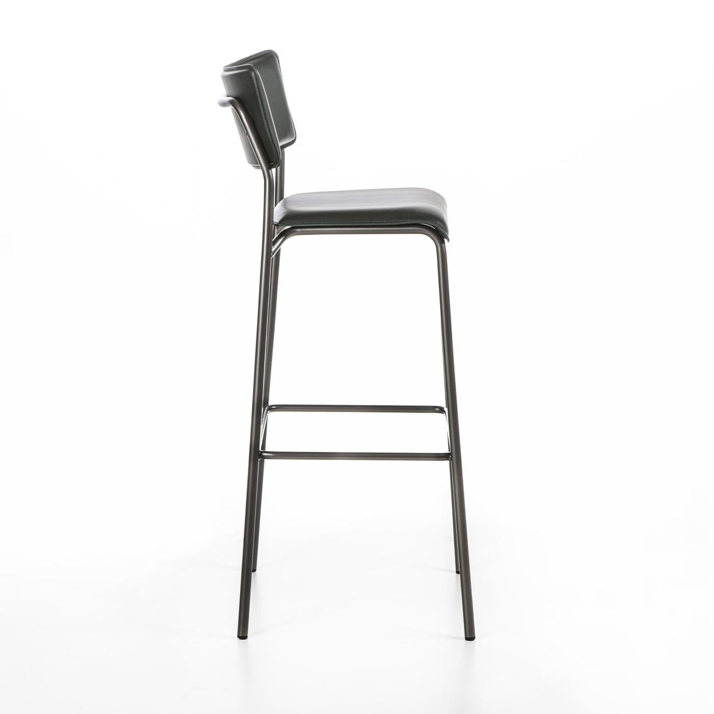 Isotta Leather Bar Stool In New Condition For Sale In Milan, IT
