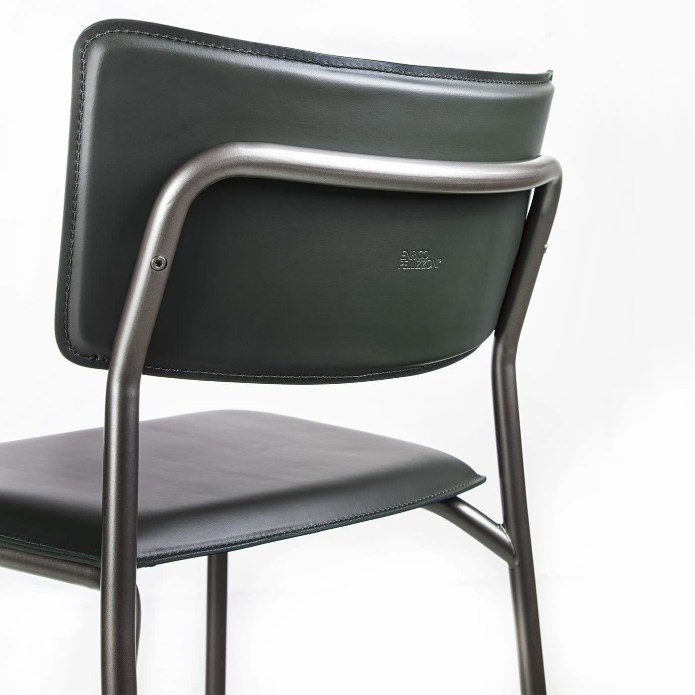 Contemporary Isotta Leather Bar Stool For Sale