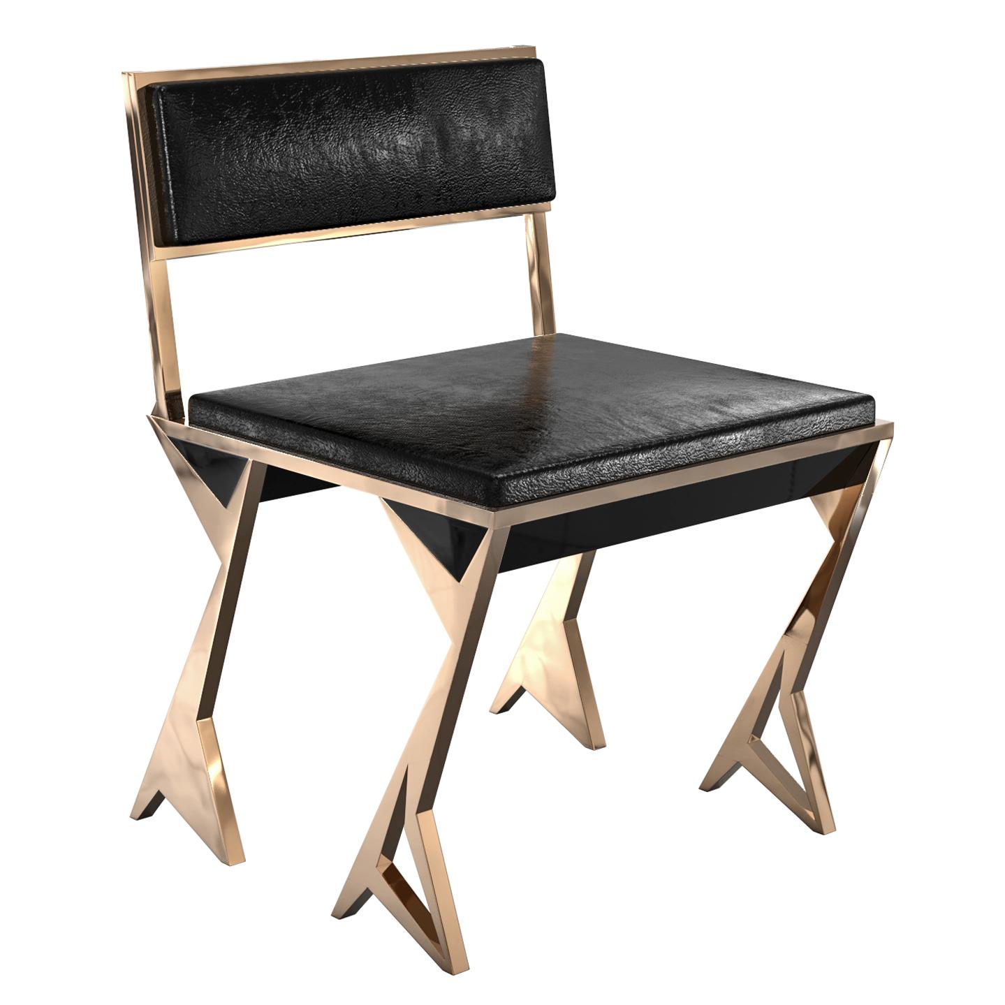 Stuhl „Ispirazione“, achtteilig, Bronze- und schwarzer Lackdetails, Istanbul im Angebot 3