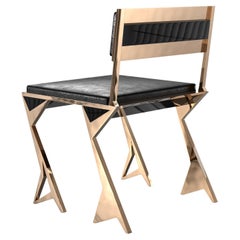 Chaise Ispirazione, ensemble de huit, détails en bronze et laque noire, Istanbul