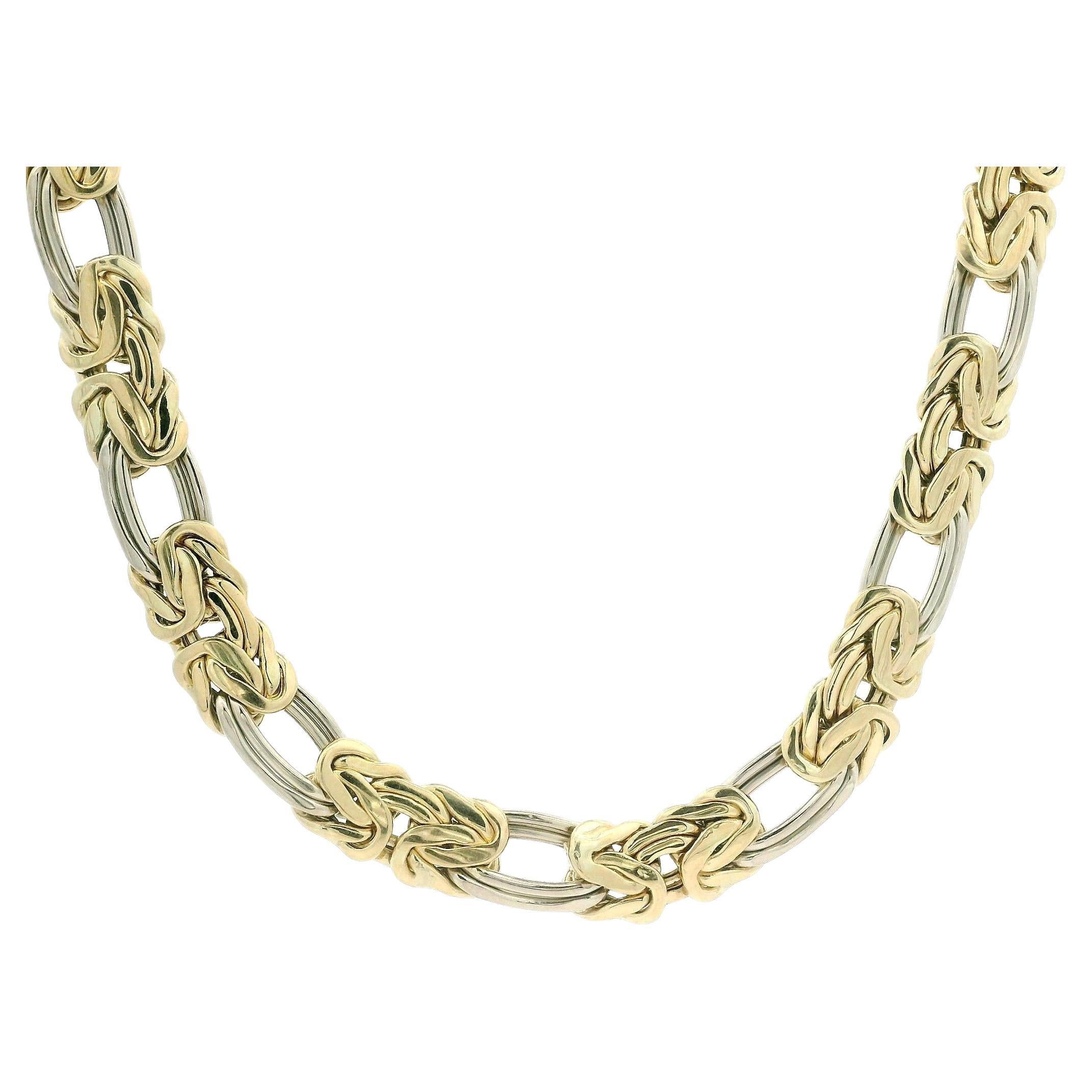 Israel 14k Gelb & Weißgold 17" Einzigartige Byzantinische Oval Link Kette Halskette