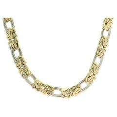 Israel 14k Gelb & Weißgold 17" Einzigartige Byzantinische Oval Link Kette Halskette