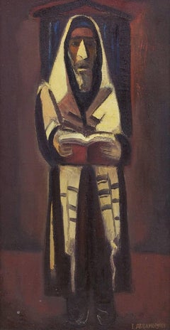 Rabbi in Prayer, Judaica Oil Painting
