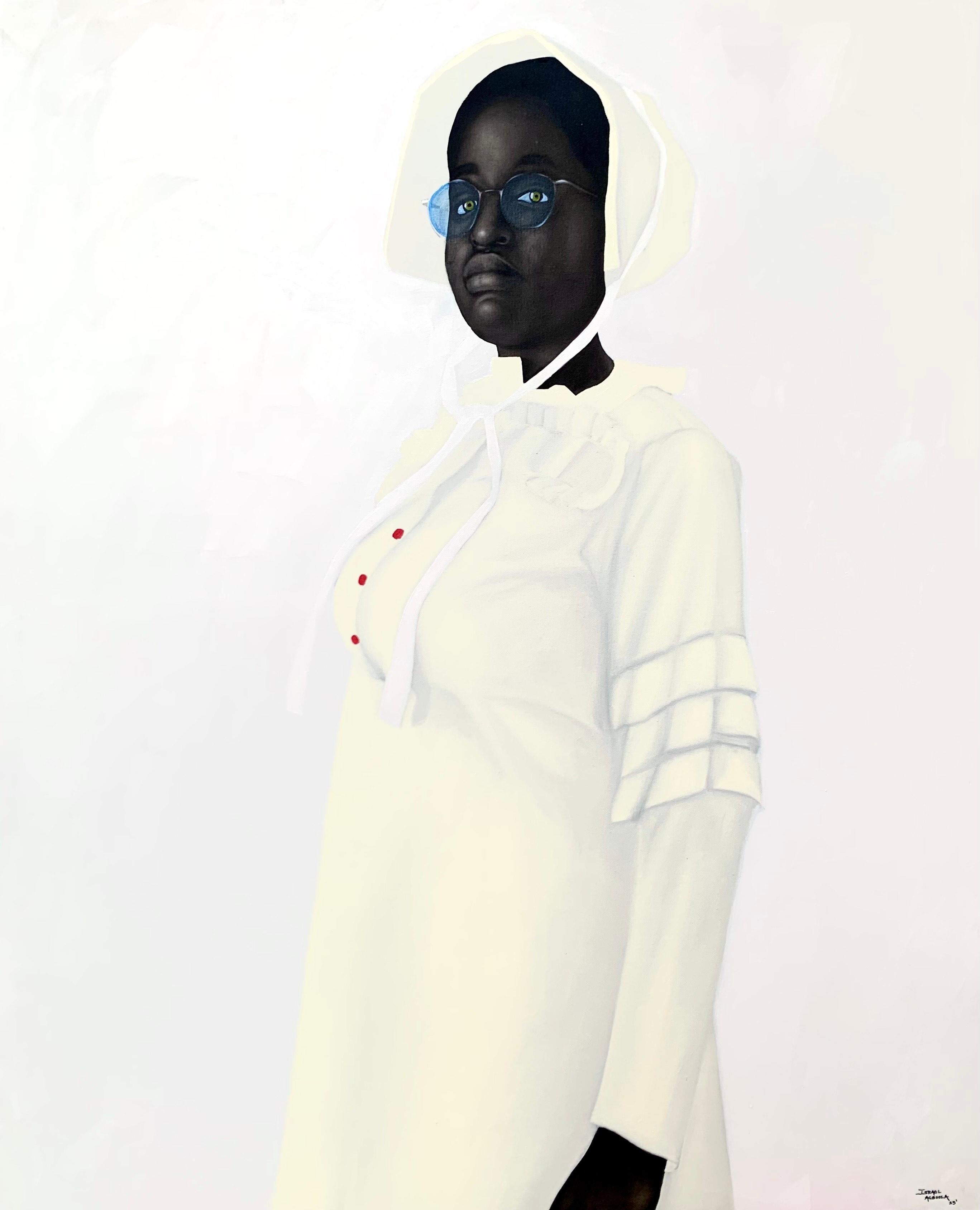 Lady in White III - Painting, Charcoal, oil and acrylic on linen