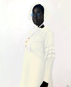 Lady in White III - Painting, Charcoal, oil and acrylic on linen