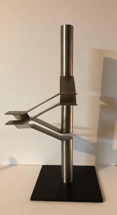 Large Stainless Steel Abstract Israeli Sculpture 'Three Tubes' Maquette